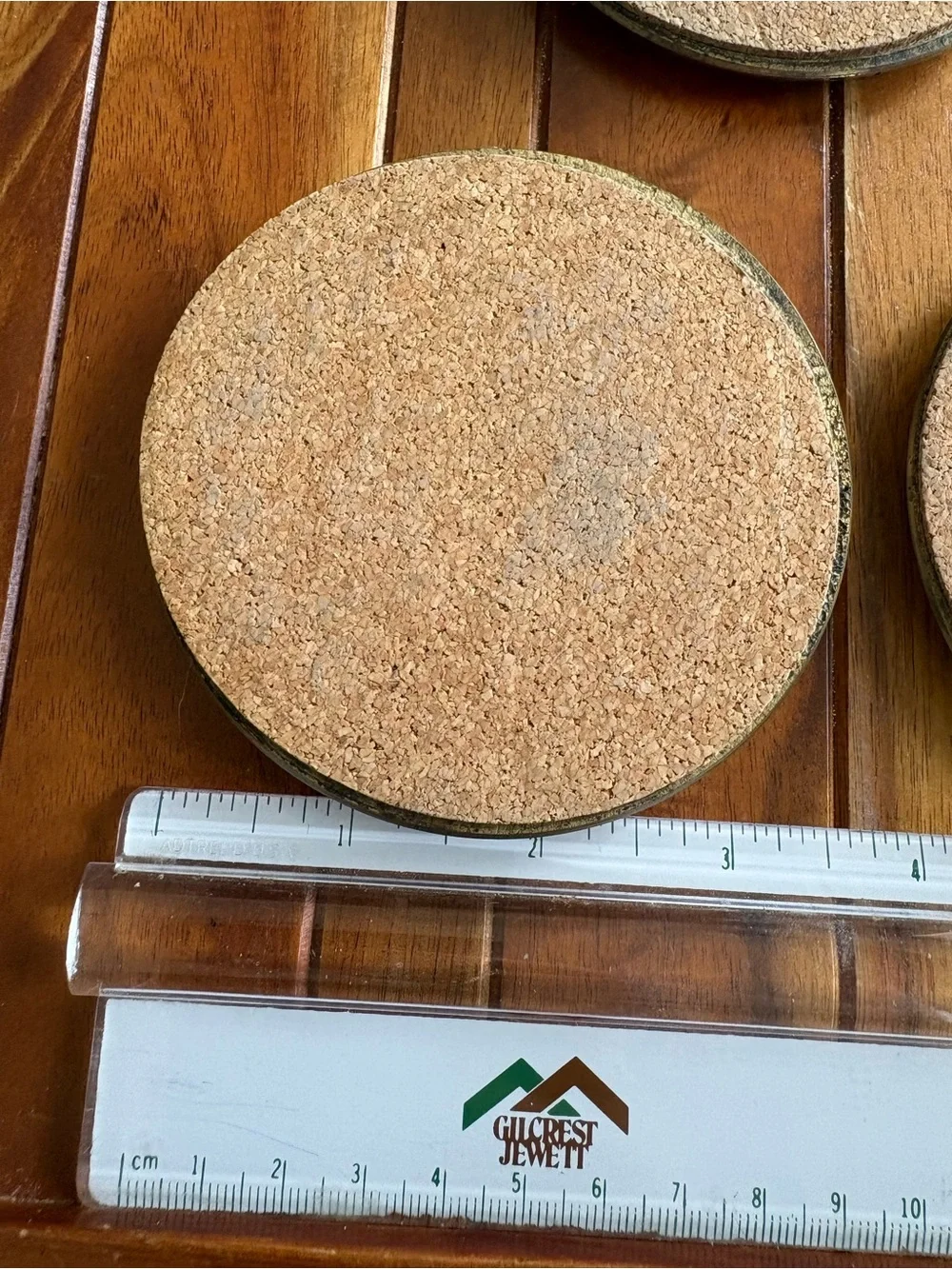 Vintage Solid Brass Leather & Cork Coaster Set of 4 Early Christian Symbols